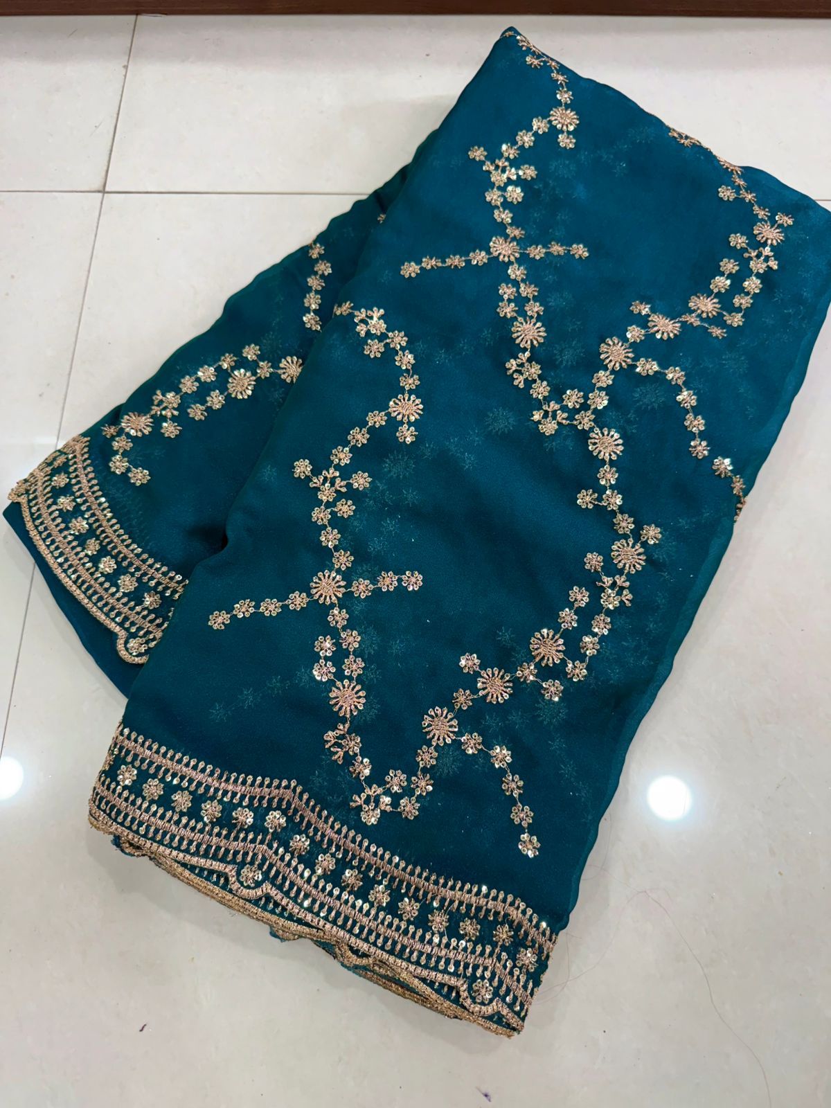 Space silk sequence work saree