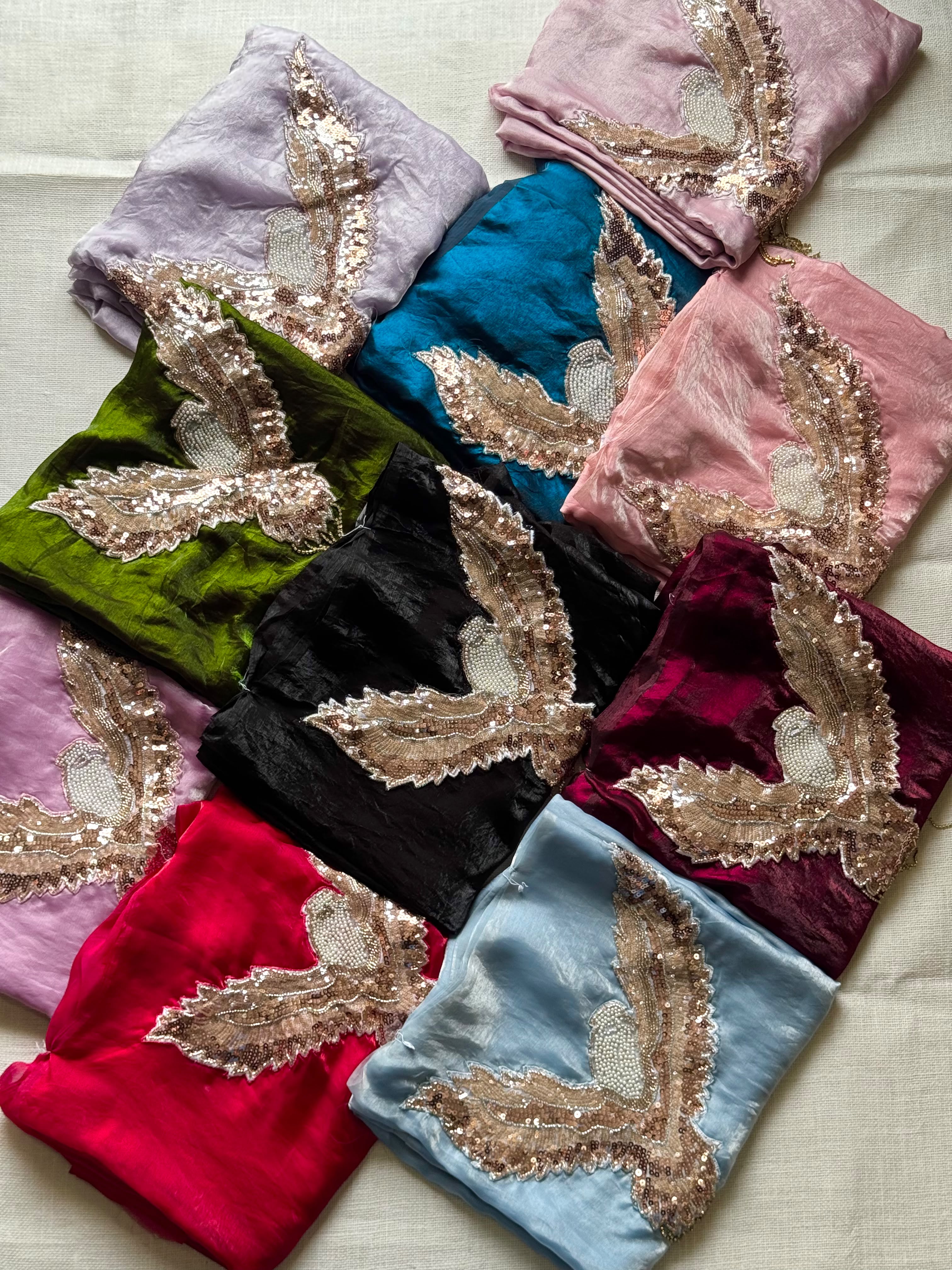 Exclusive Space silk bird patch saree
