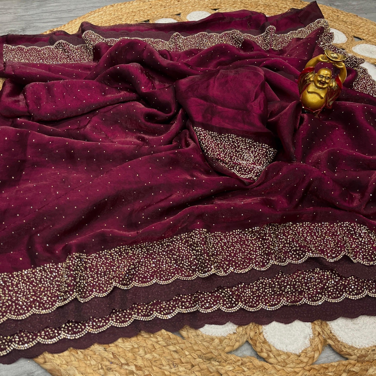 Space silk Diamond work saree