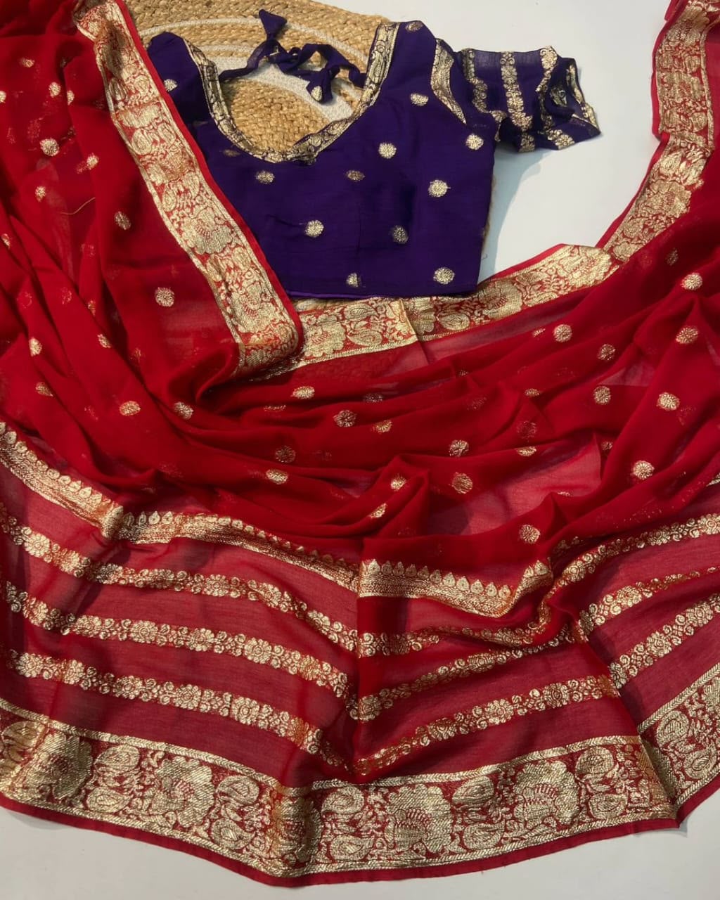 Viscose georgette festive saree