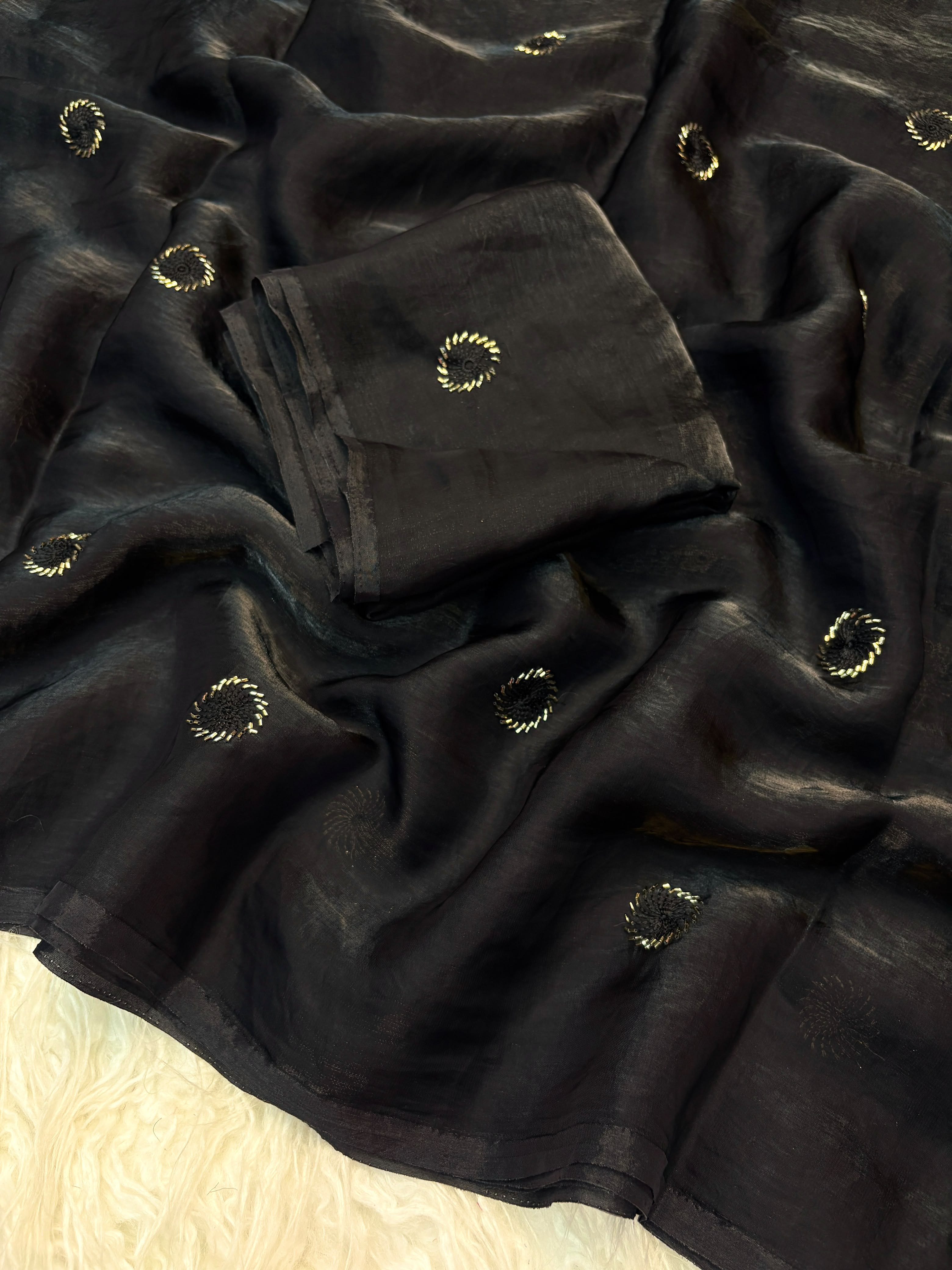 Space silk beads buttis saree