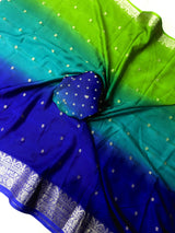 Premium Viscose Chinnon Saree with bandhej blouse