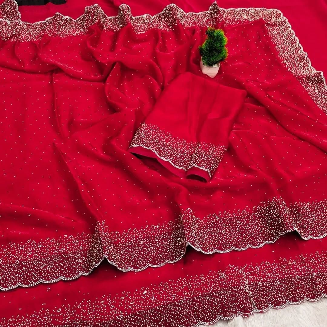 Space silk Diamond work saree