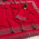 Space silk Diamond work saree