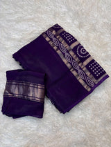 Pure rasmalai and semi mysore silk mix bandhej saree