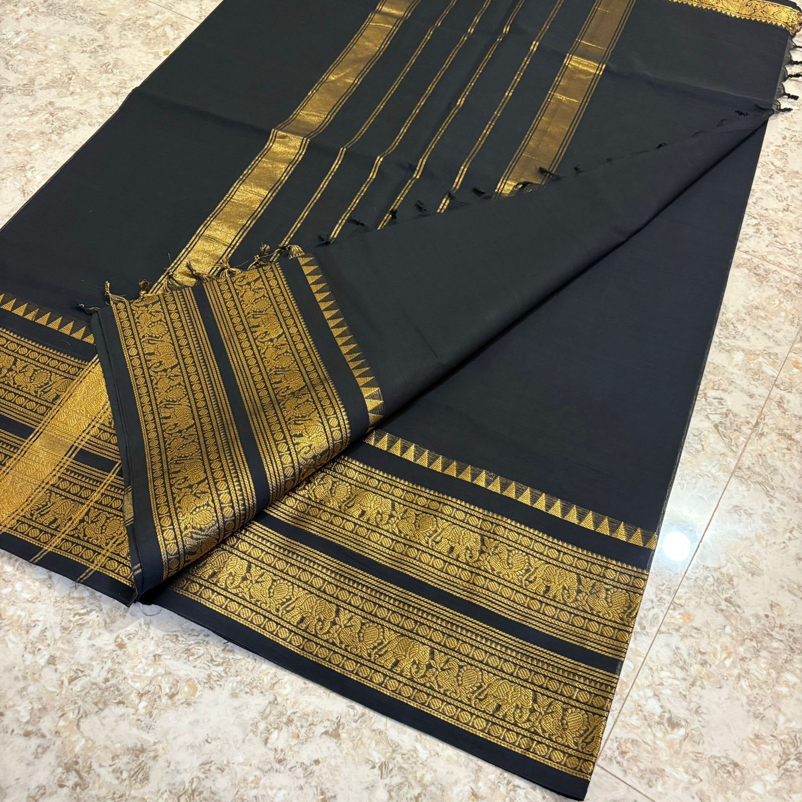 Chettinadu Pure Cotton kanchi zari Saree