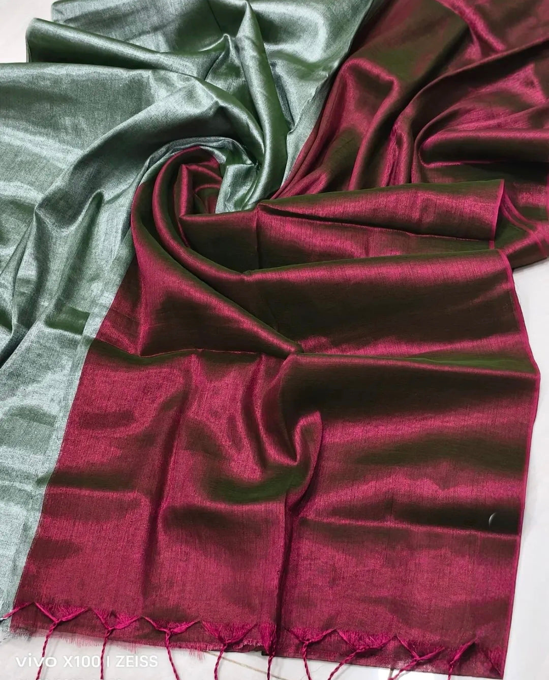 Raga mul tissue cotton dual shade saree