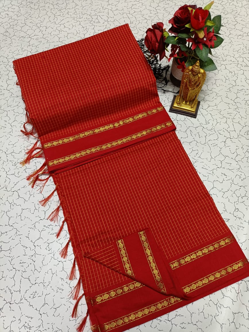 Kalyani Vintage Checked gap boarder saree