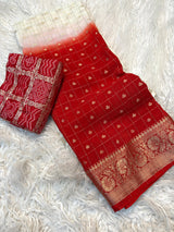 Pure Viscose Chinnon Saree with bandini Blouse