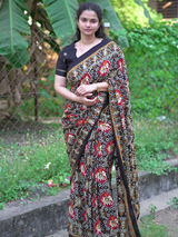 Premium quality pure cotton patola printed saree with stylish tassels