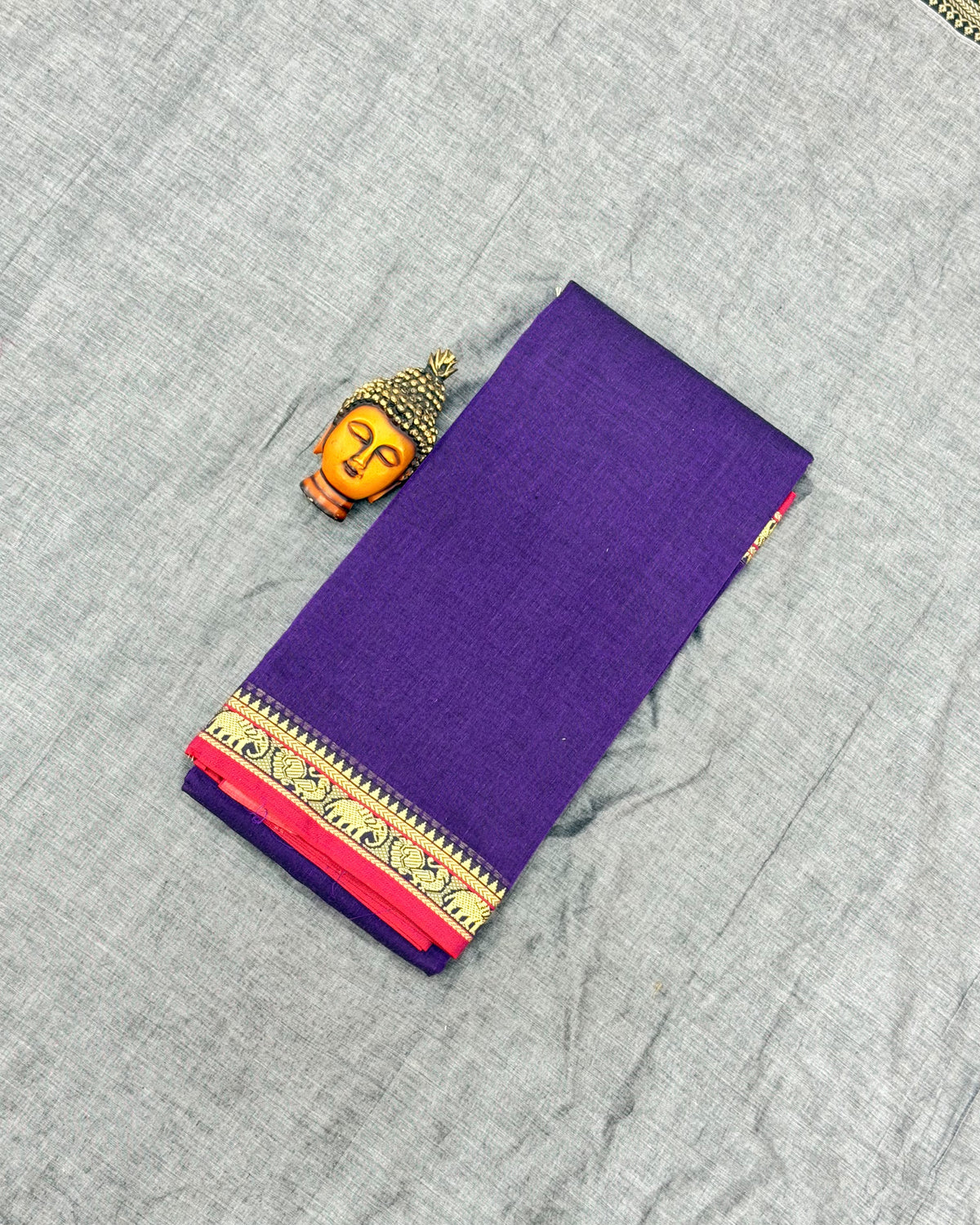 Narayanpeta Mercerised Cotton elephant small boarder saree