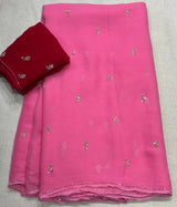 Chiffon contrast diamond saree