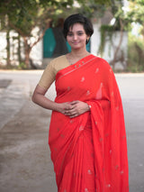 Jute silk viscose leaf pattern saree