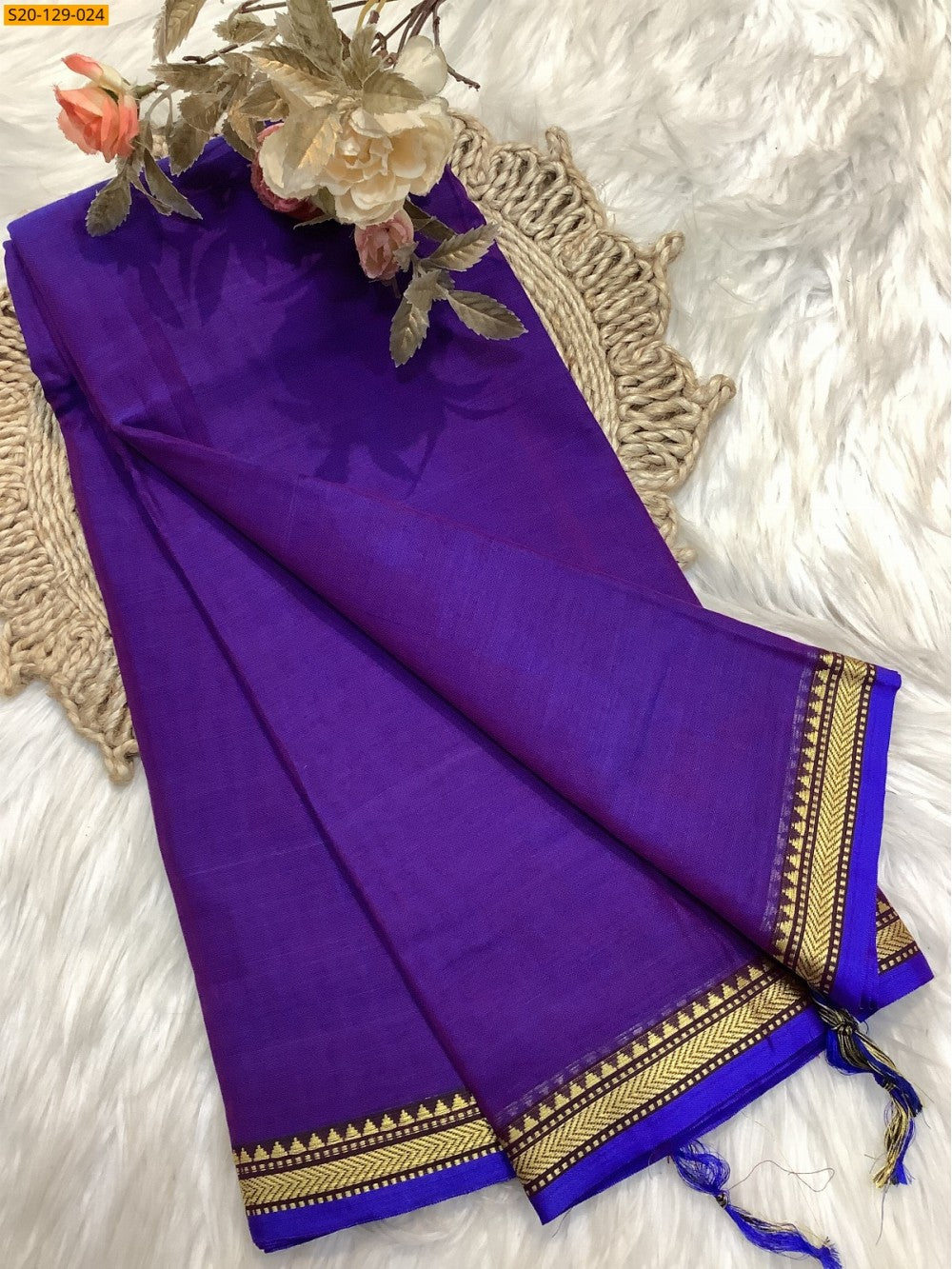 Narayanpeta Mercerised Cotton temple boarder