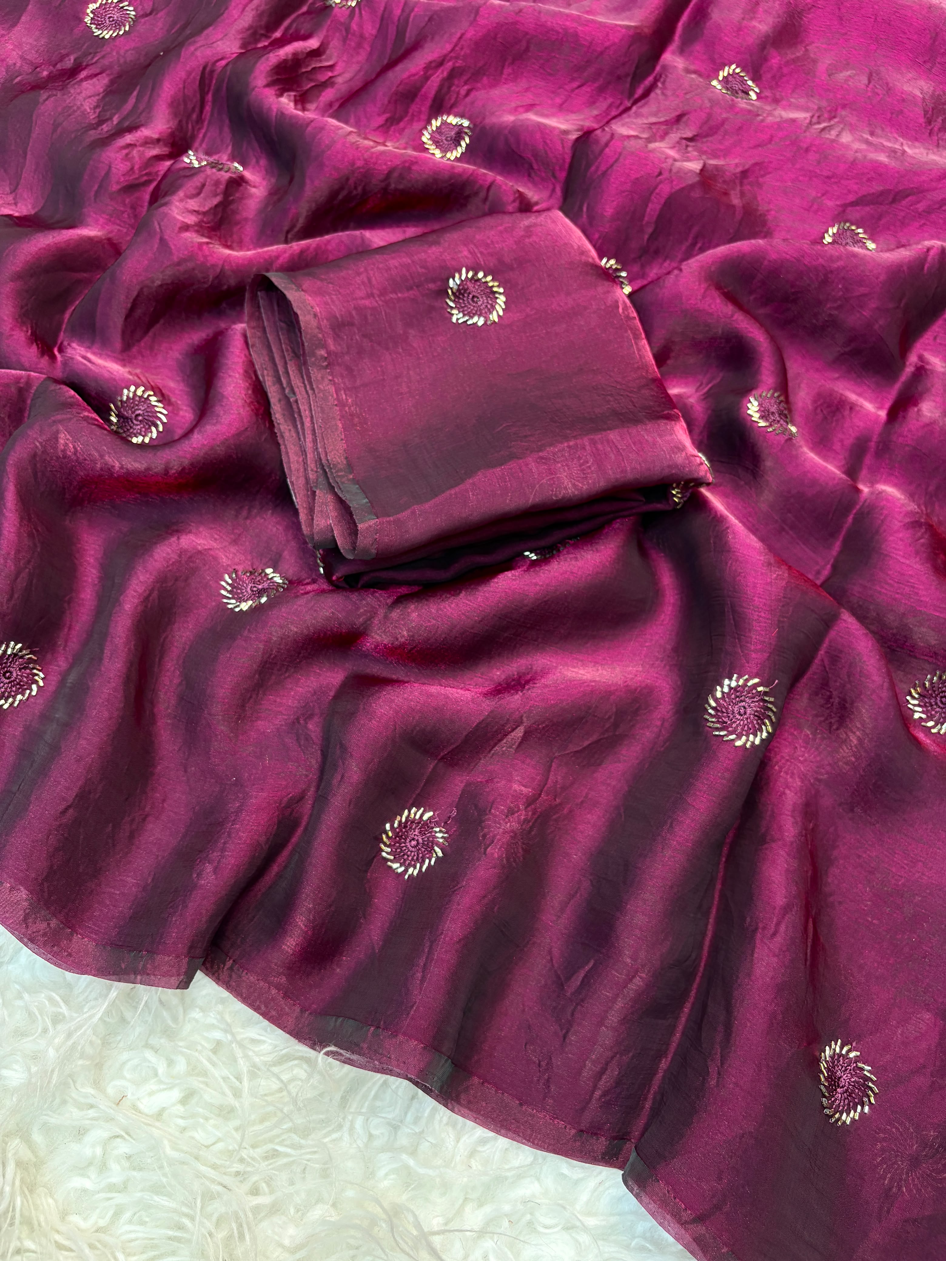 Space silk beads buttis saree