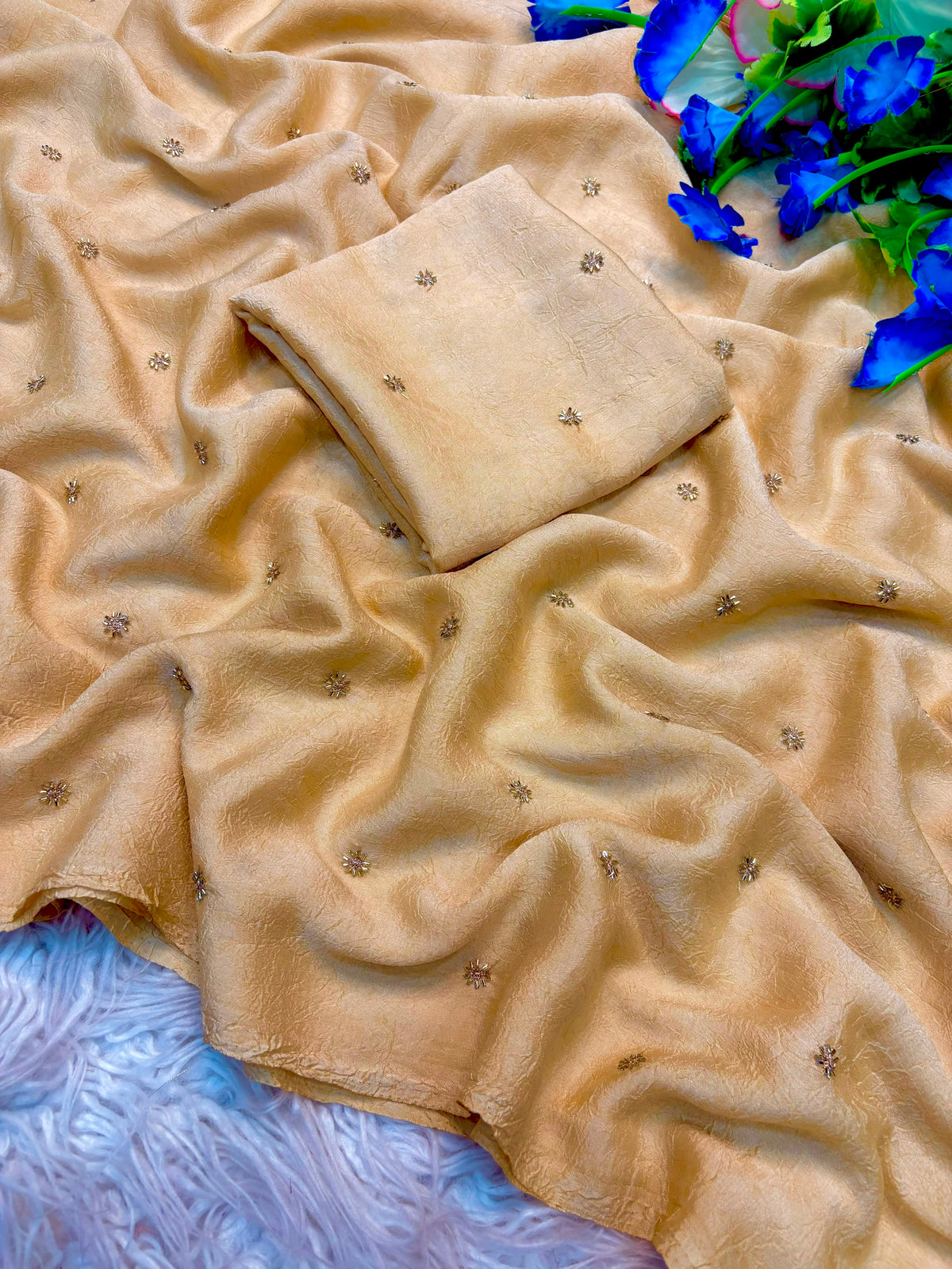 Coffee crush original beads buttis saree