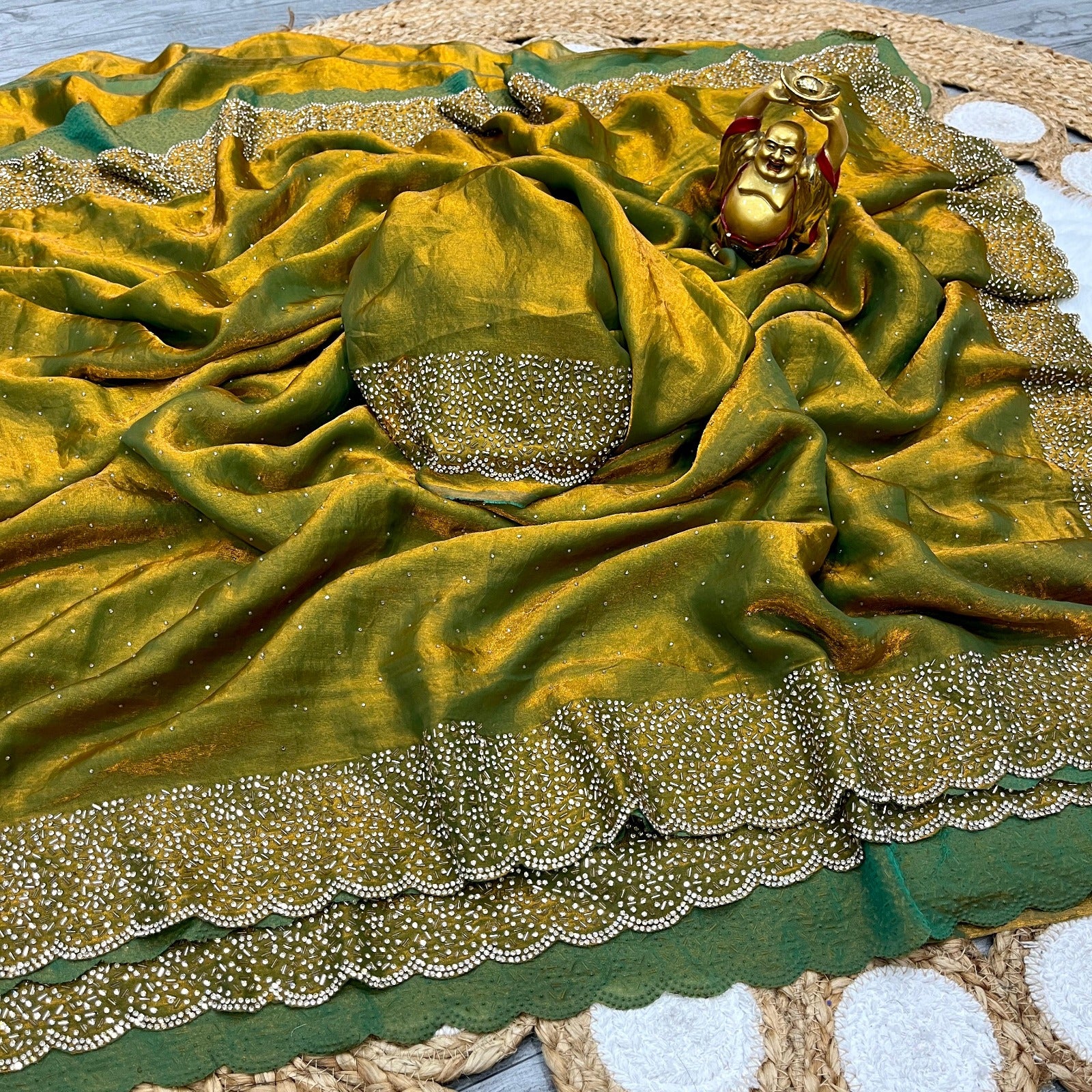 Space silk Diamond work saree