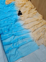Chiffon floral buttis 2 shade saree