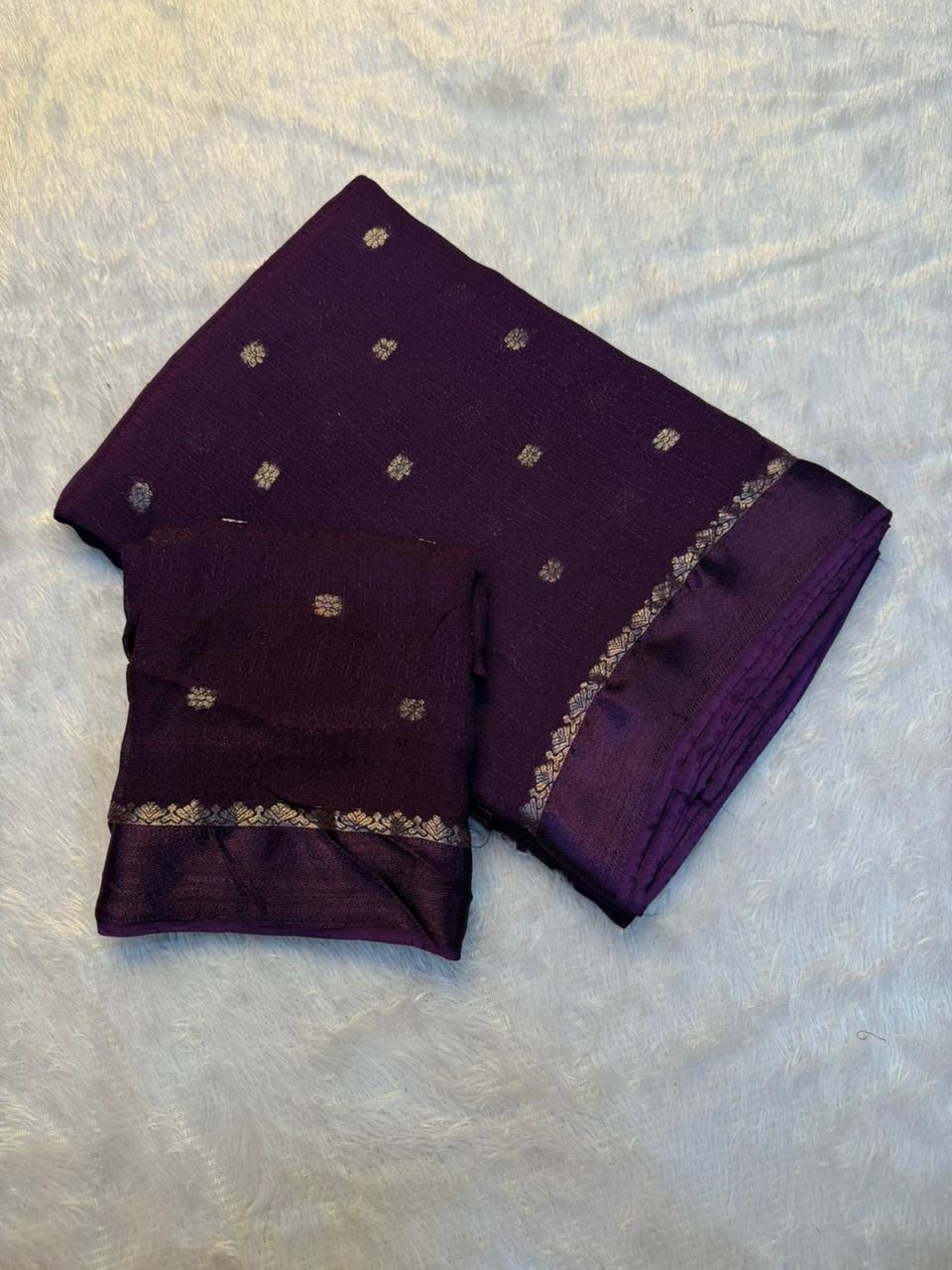 Jute silk viscose buttis saree