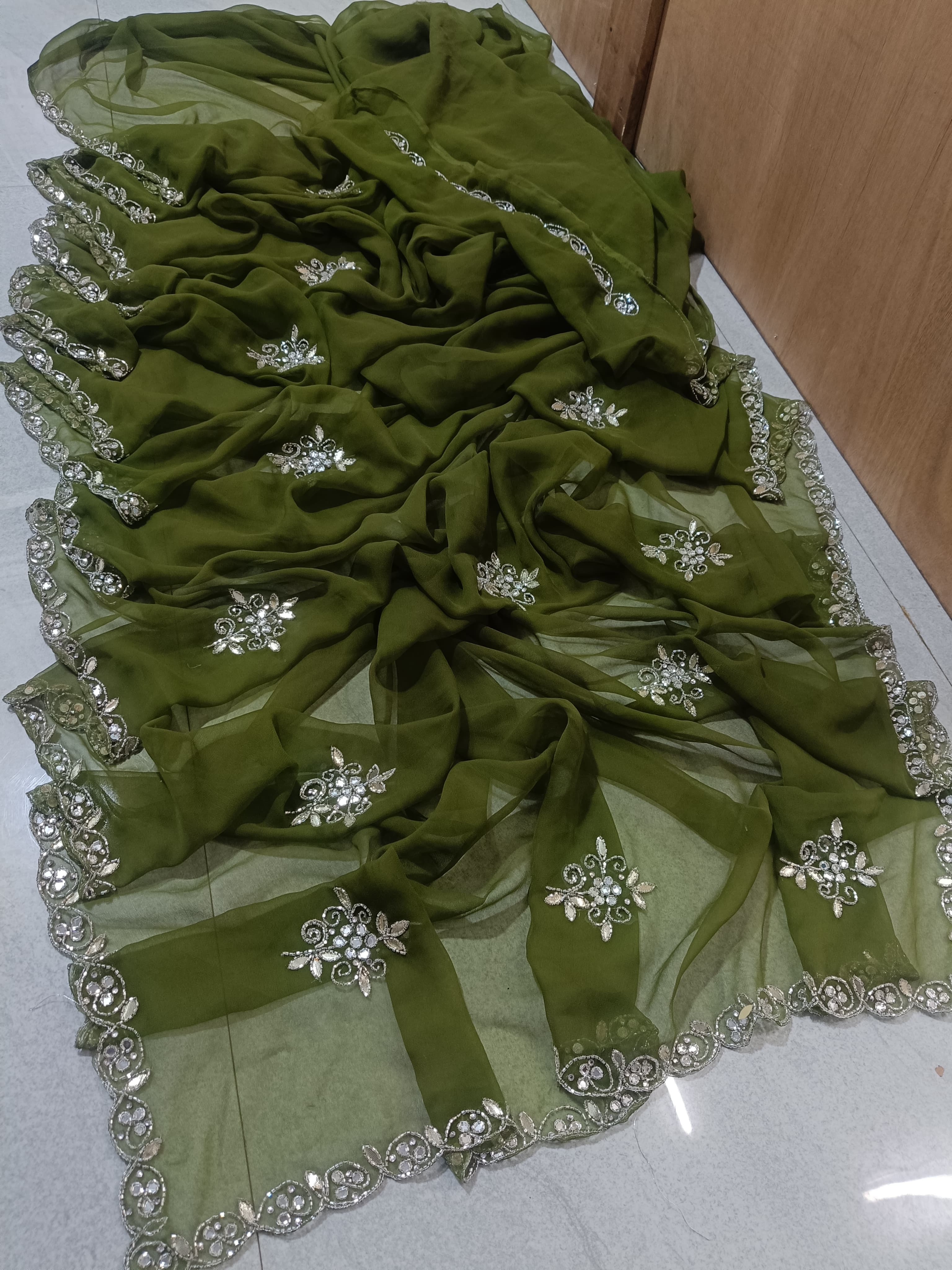 Georgette hand work saree