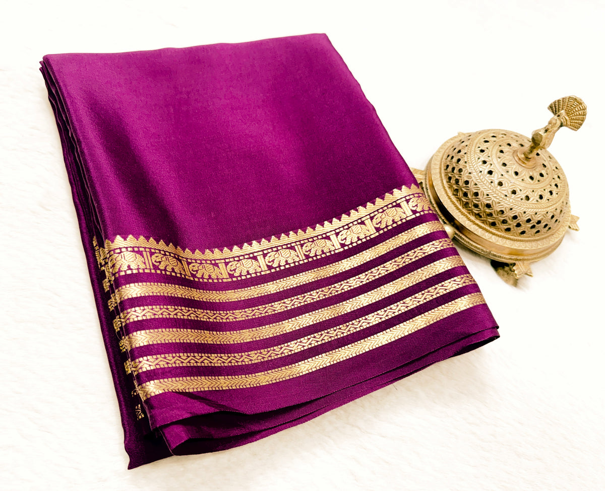 Semi Mysore silk budget range elephant border saree