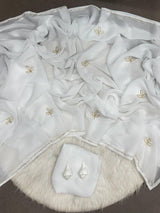 Soft chiffon saree leaf pattern