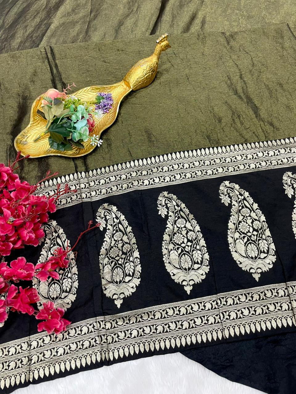 Beautiful maggam work gown and tissue dupatta