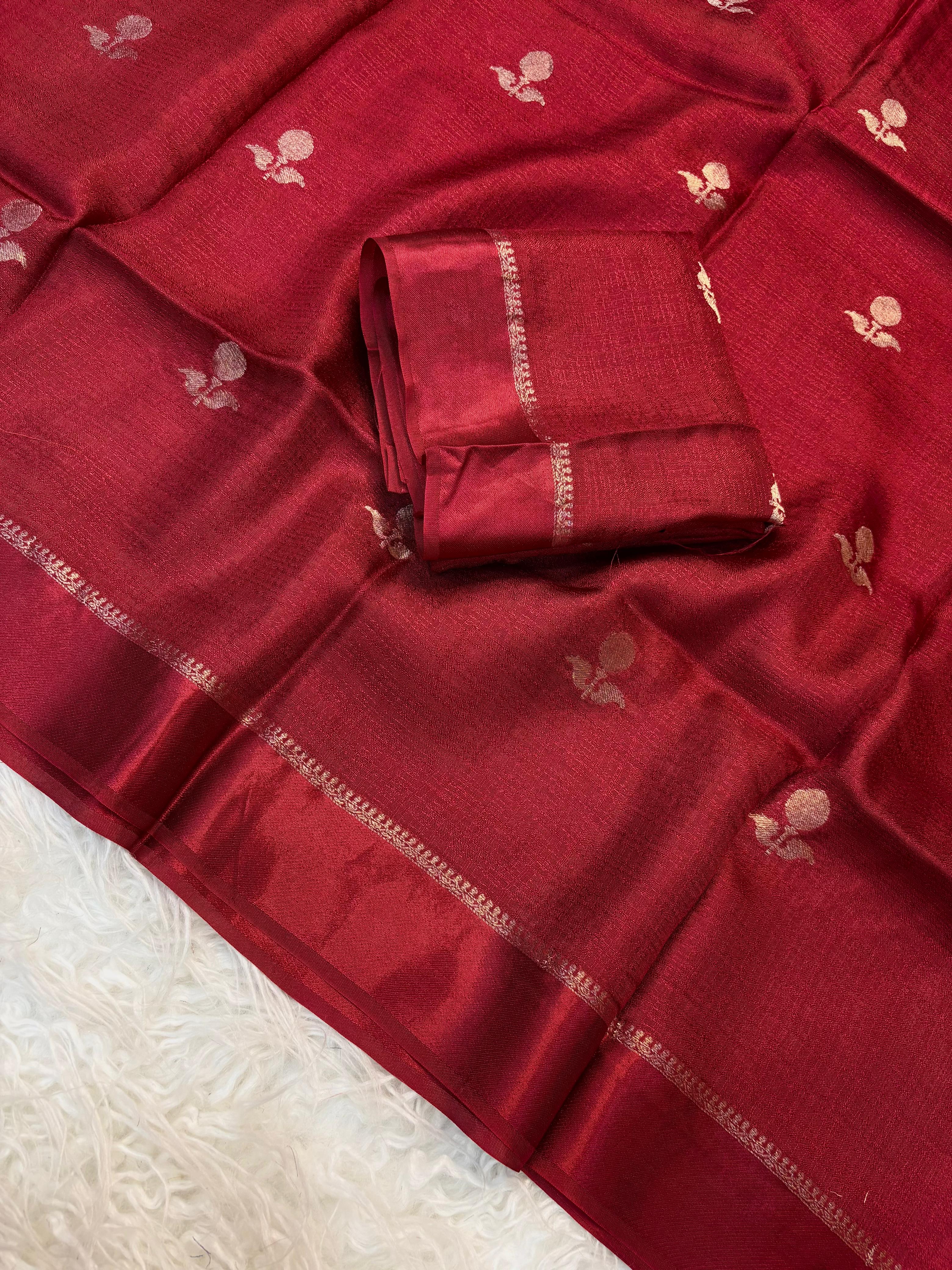 Jute silk viscose leaf pattern saree
