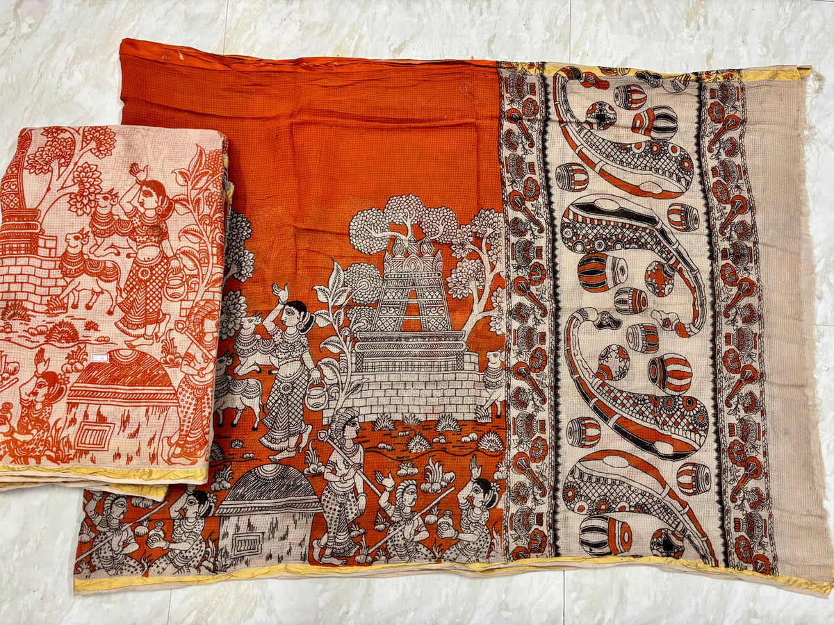 Kota cotton pure kalamkari dress material