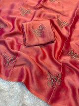 Soft rangoli bird design partywear saree
