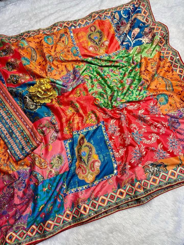 Premium Laya celeb inspired ajrak saree