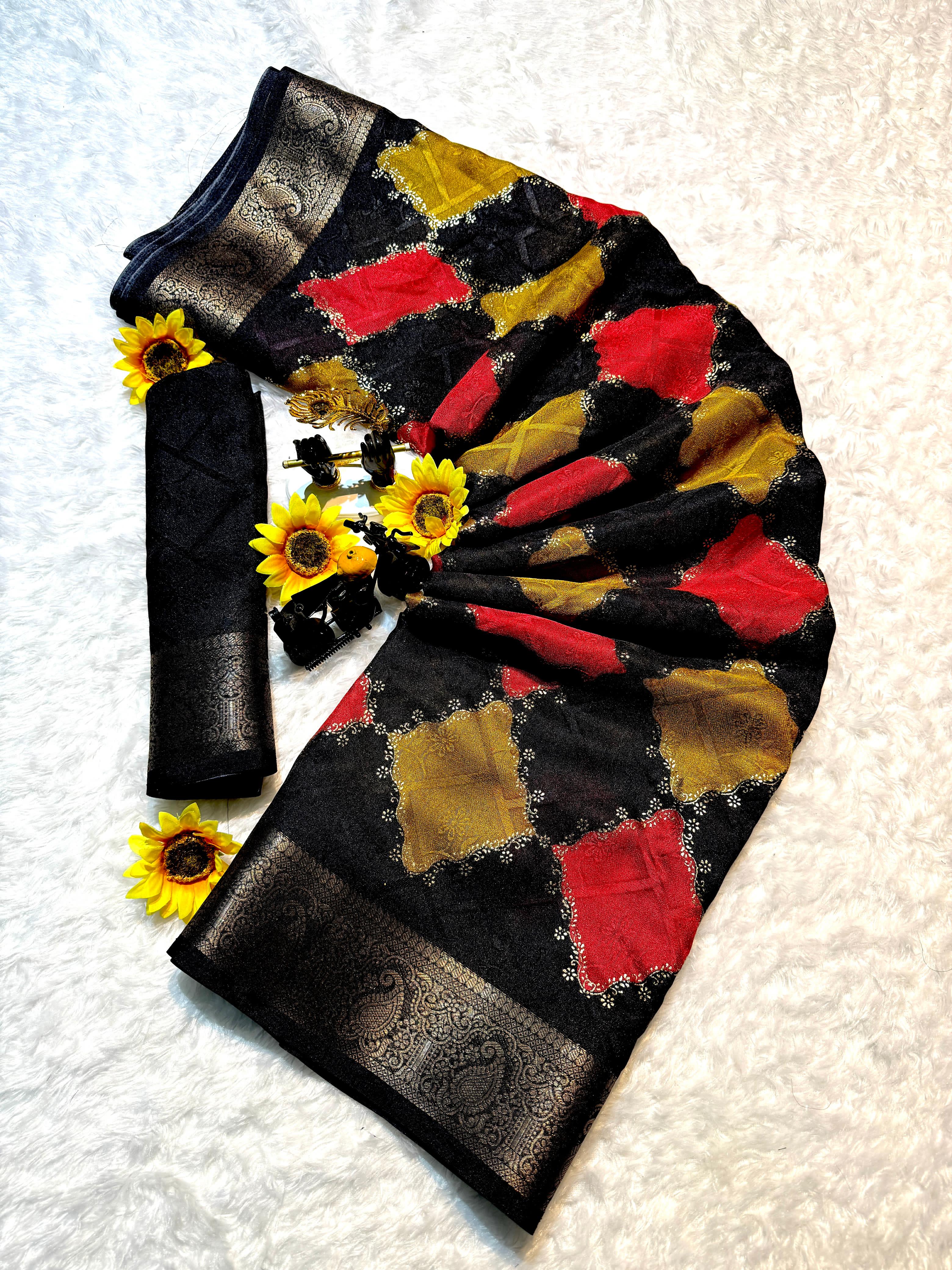 Marshmallow Matte Georgette Rangkat Saree