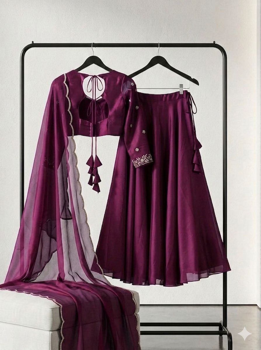 Madhuri Purple fully stitched lehanga