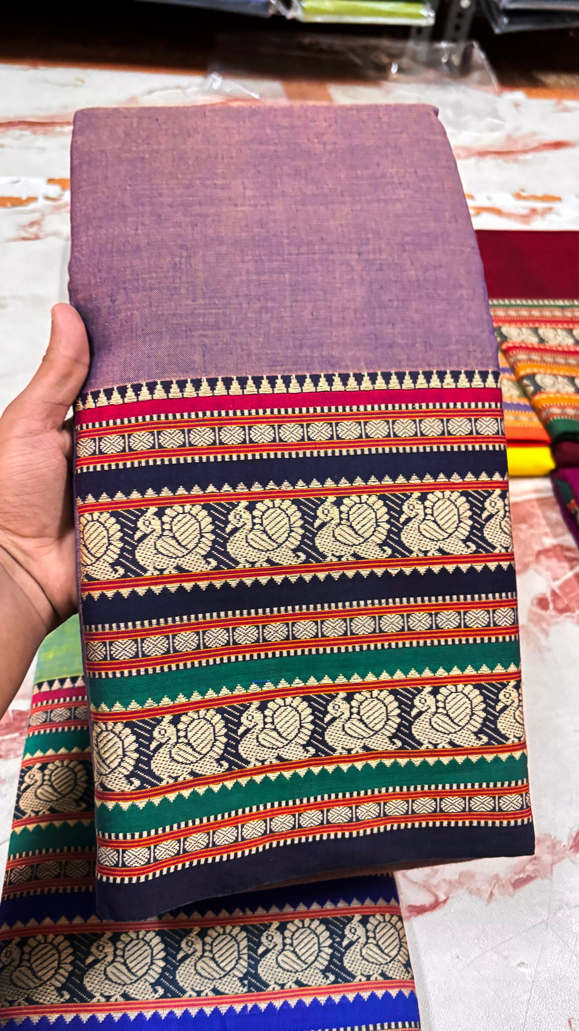 Narayanapeta Handloom cotton peacock Boarder saree