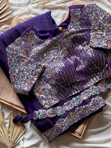 Premium ultra violet desinger one minute saree