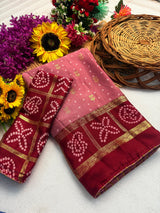Moss Georgette Bandej Saree