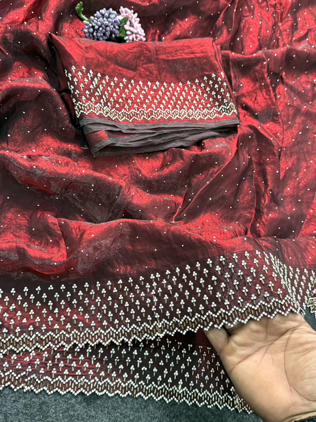 Diamond stone Space Silk Saree