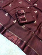 Jute silk viscose leaf pattern saree