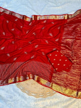 Pure Viscose georgette semi chex chitti pallu saree