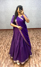 Vintage checks half saree lehanga set