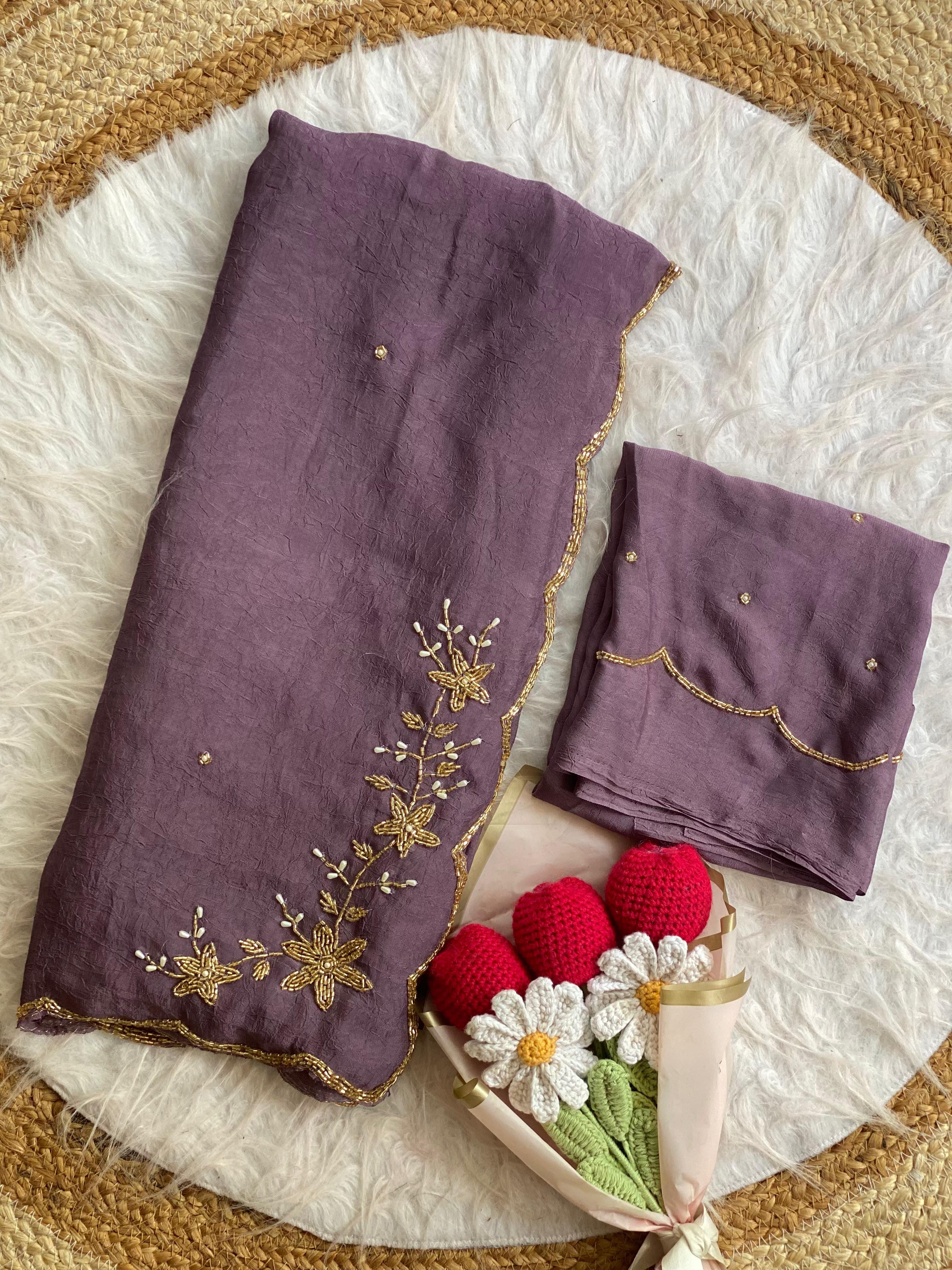 Rangoli crush pure handwork saree