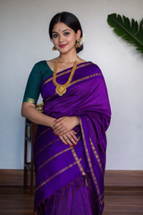 Kalyani Vintage Checked gap boarder saree