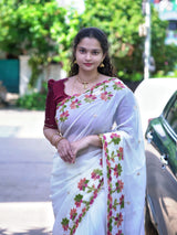 Premium applique work cut boarder saree