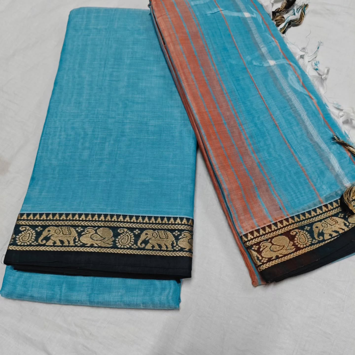 Narayanpeta Elephant Peacock Small boarder dress material