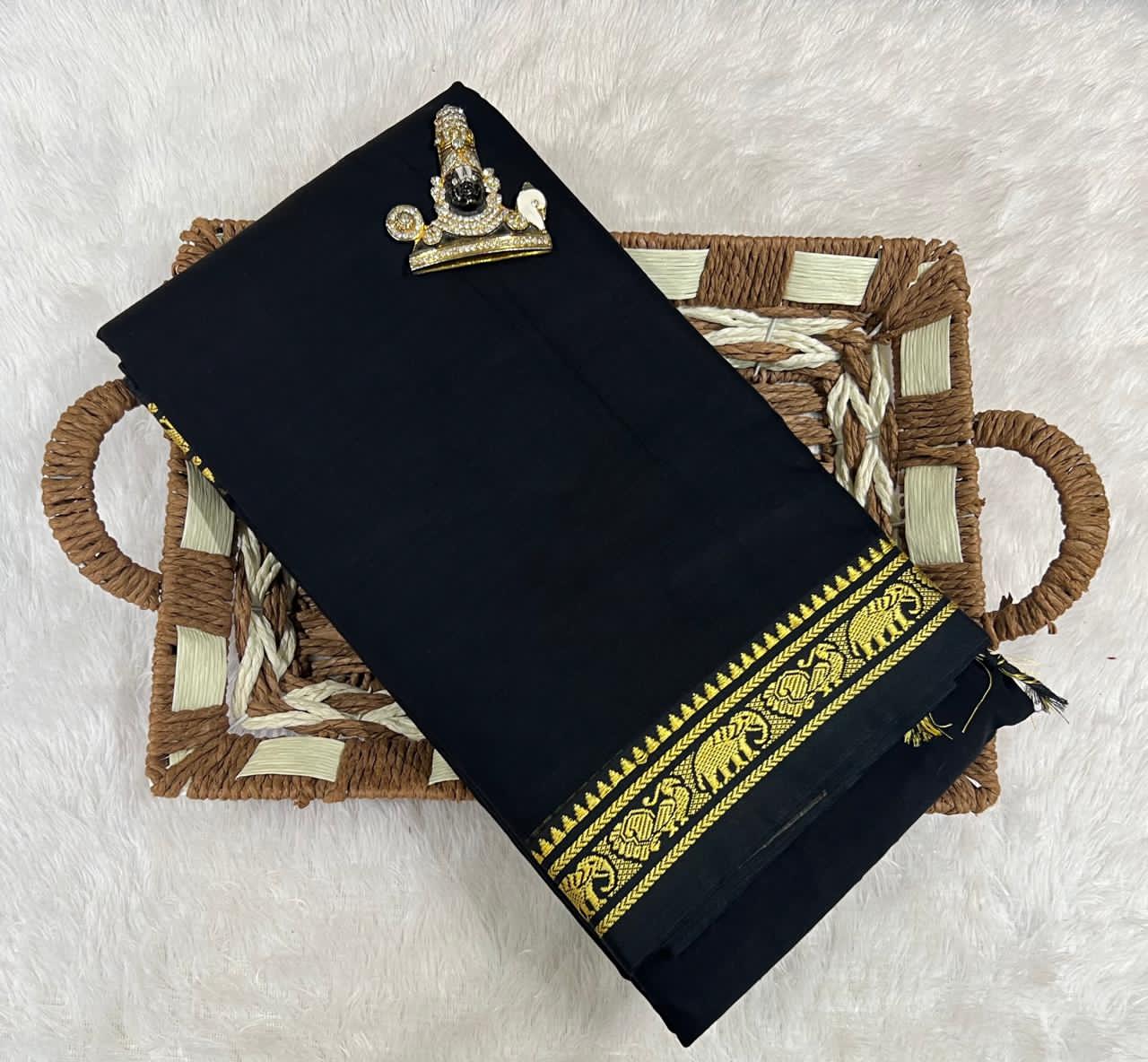 Narayanpeta Mercerised Cotton elephant small boarder saree
