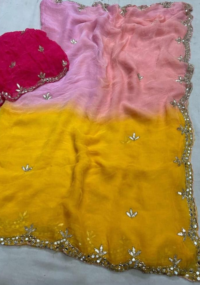 Najbern chiffon handwork saree
