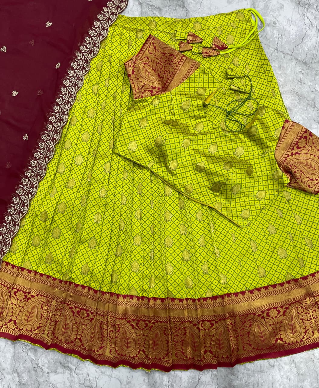 Kanjeevaram fully stitched half saree