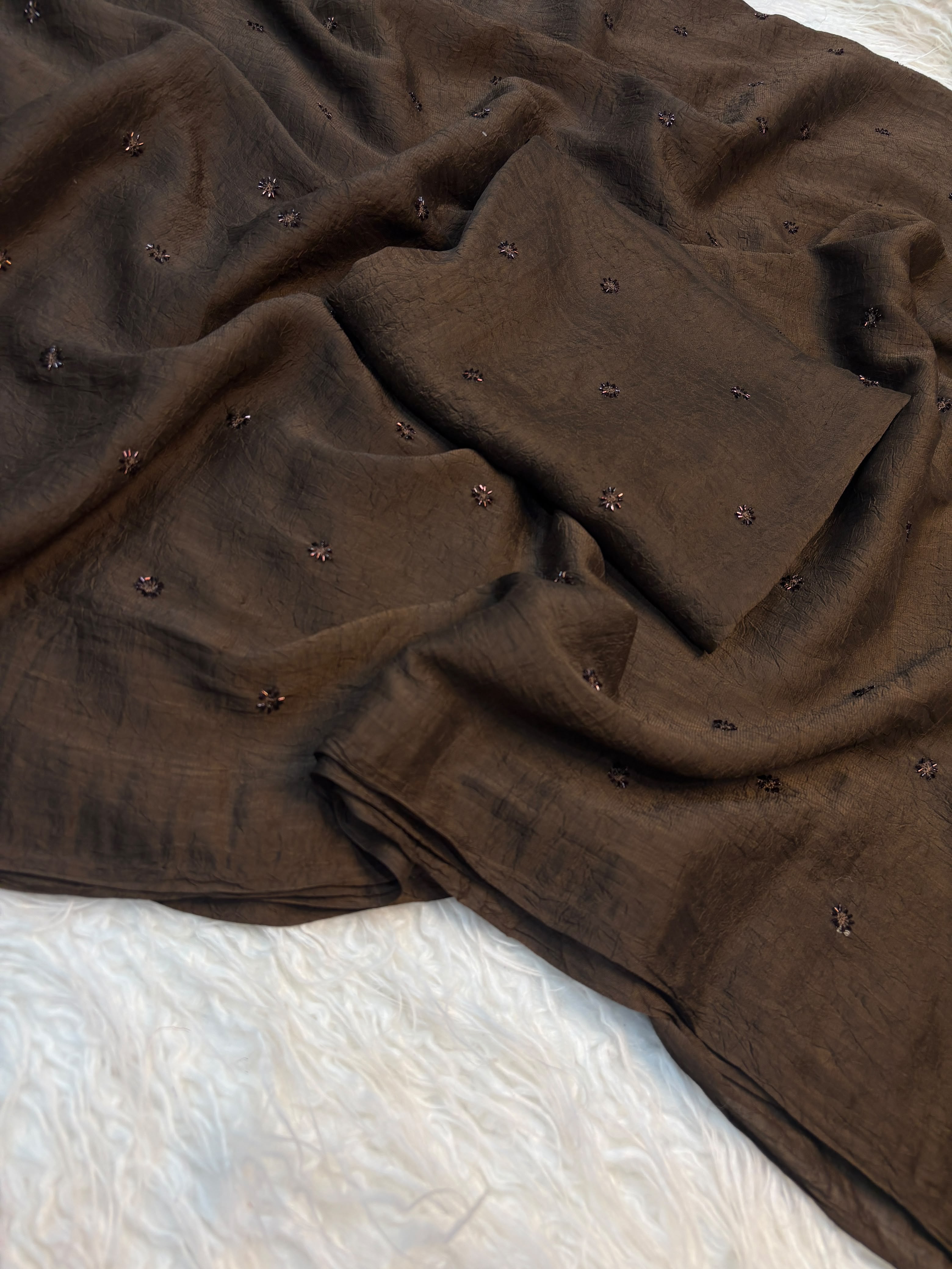 Coffee crush original beads buttis saree