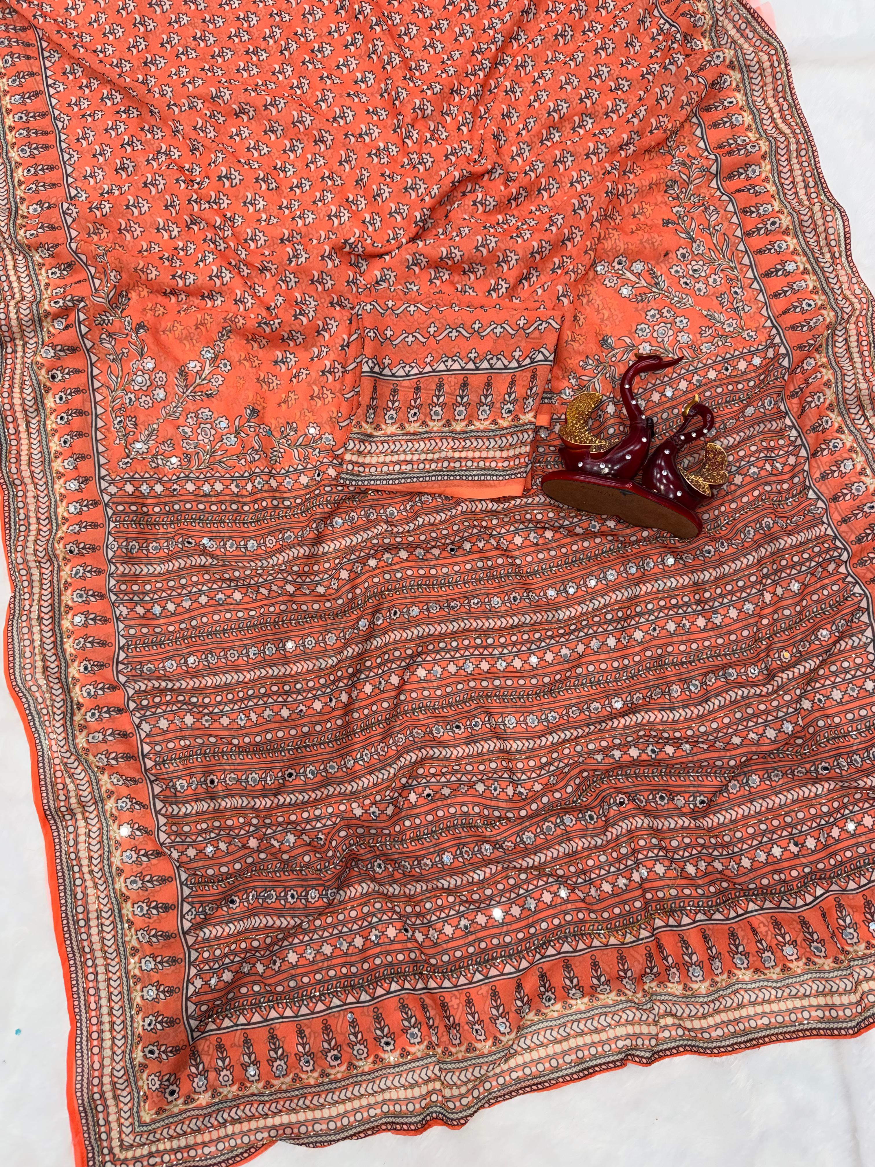Kareena Kapoor inspired Premium georgette ajrak saree