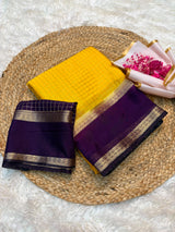 Chinnon weaving check saree with bentex boarder
